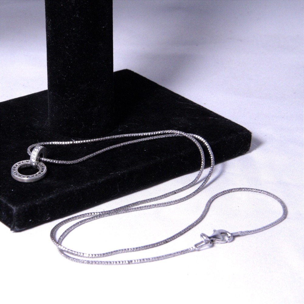 Pandora Double Circle Pave Necklace Sterling Silver 925 Cubic Zirconia 925